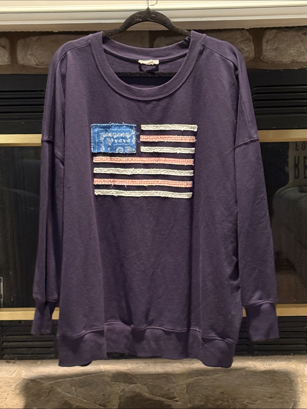 Maurices Purple Pullover Sweatshirt with Flag Patch
